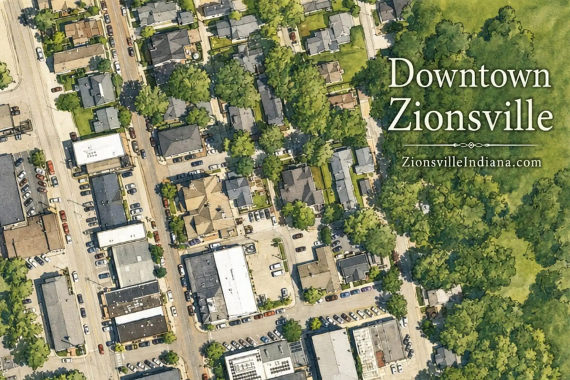 Map of downtown Zionsville, Indiana